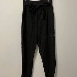 Black and Grey plaid dress pants with bow tie front